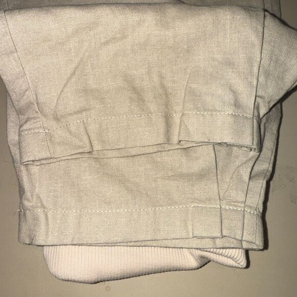LUXMII Linen Rolled Waist Barrel Pant - Oatmeal L - Picture 3 of 6